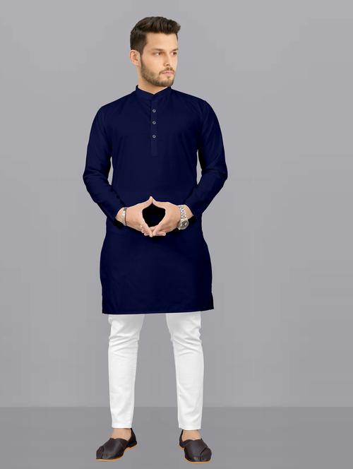 solids cotton blend long kurta - 19777922 - Standard Image - 0