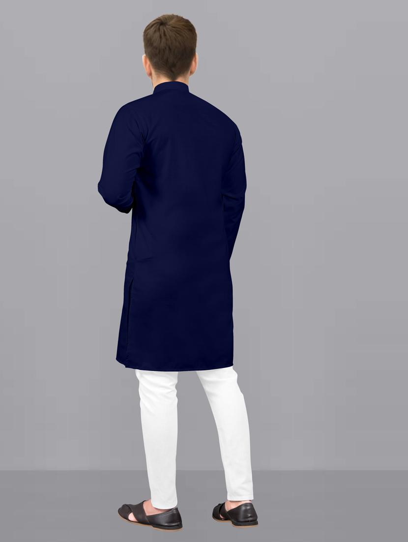 solids cotton blend long kurta - 19777922 - Standard Image - 3