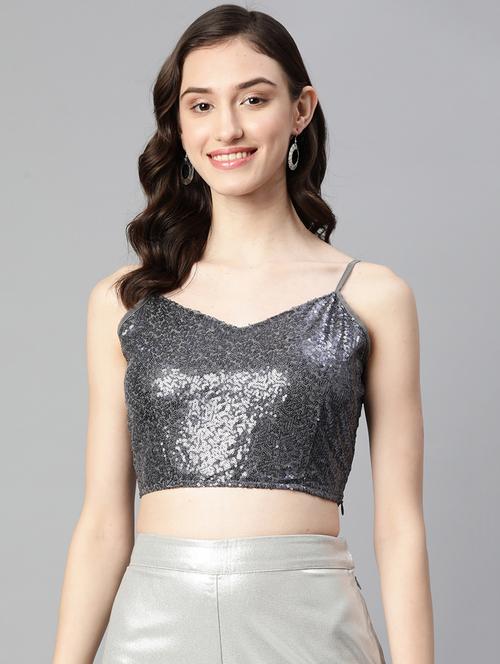 women's crop shoulder strap top - 19778627 - Standard Image - 0