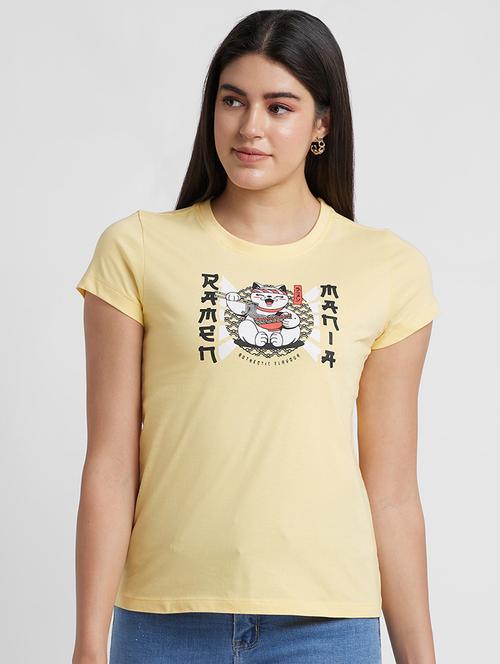 women's chest print round neck t-shirt - 19781374 - Very Small Image - 1