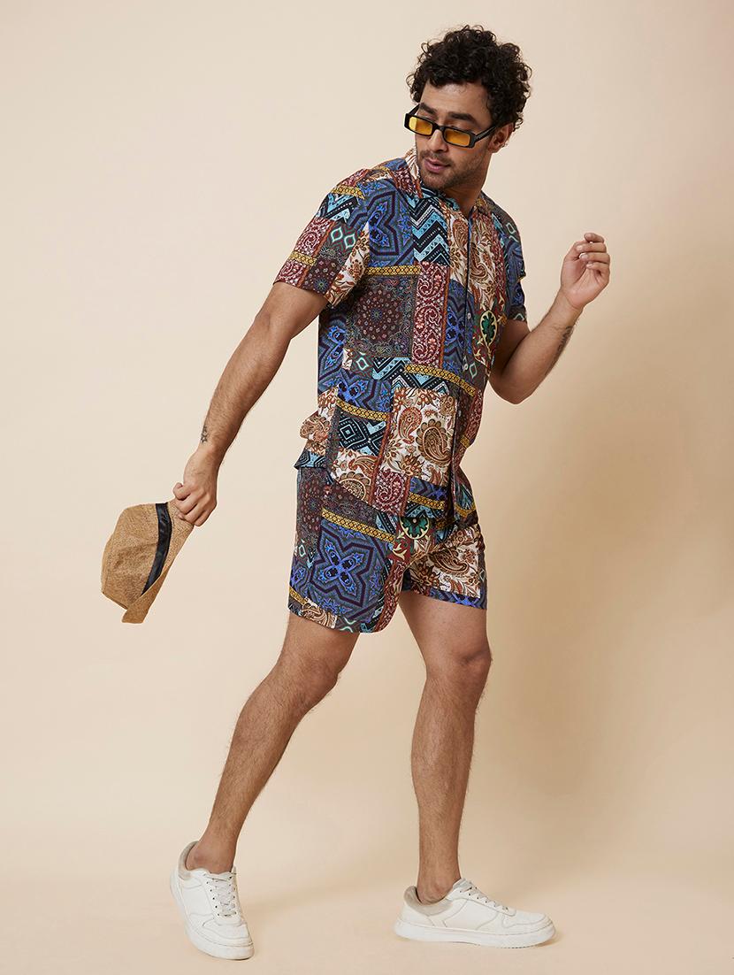 multi colored printed shirt and shorts set - 19784835 - Standard Image - 4
