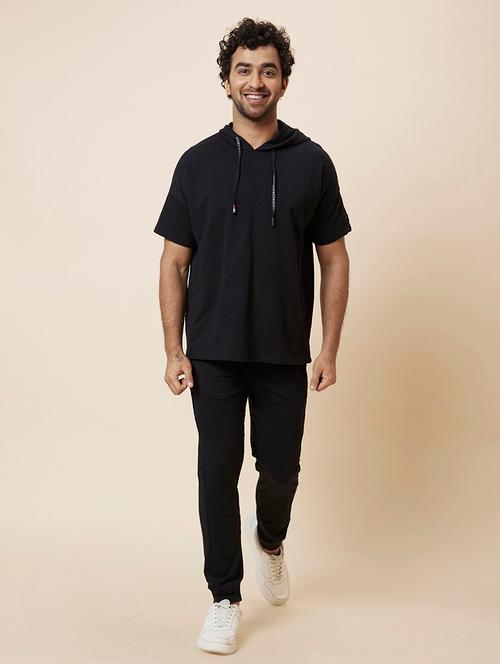 black solid cotton casual co-ords set - 19784841 -  Standard Image - 0