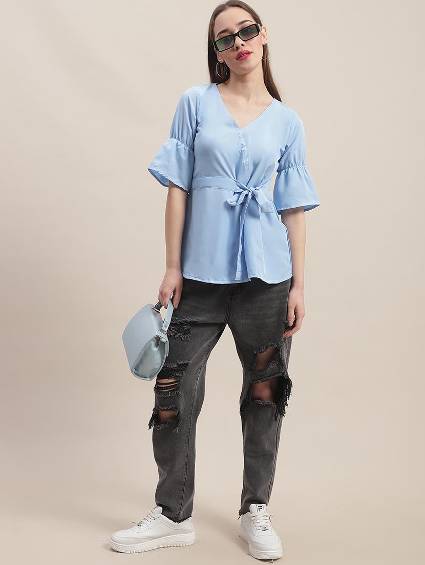 women's peplum overlap neck top - 19786484 - Standard Image - 3