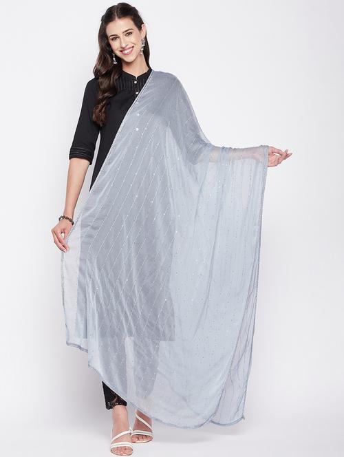grey poly chiffon dupatta - 19795992 - Very Small Image - 1