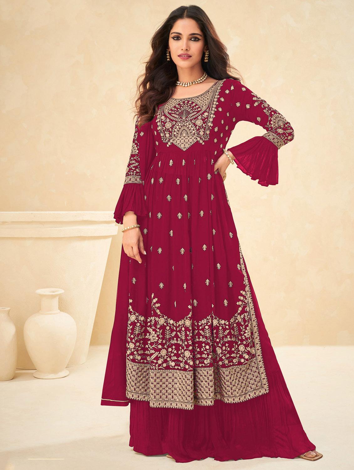 embroidered semi-stitched suit set