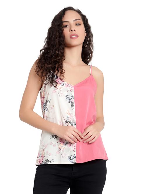 floral print cami neck regular top - 19811313 - Very Small Image - 1
