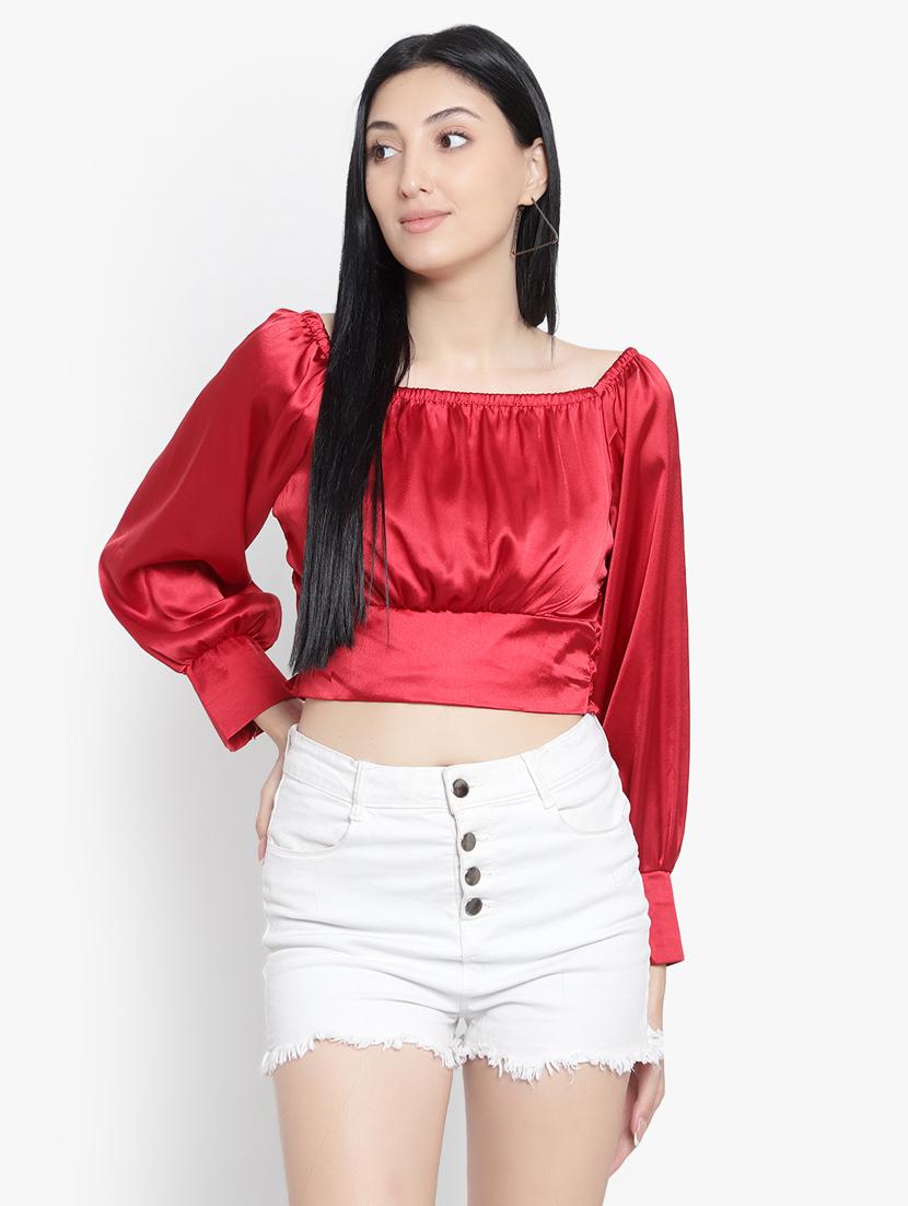 women's crop square neck top