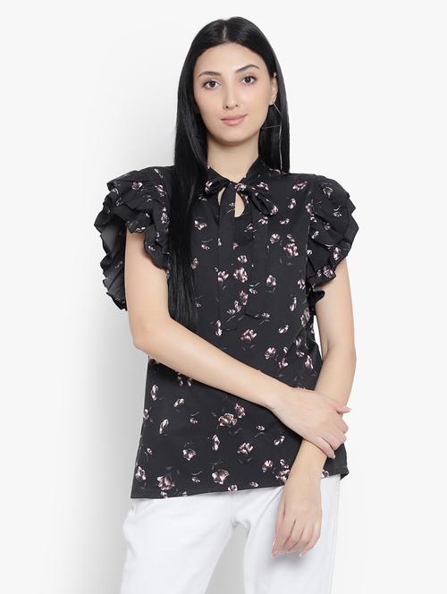 women's straight tie-up neck top - 19811381 - Standard Image - 0