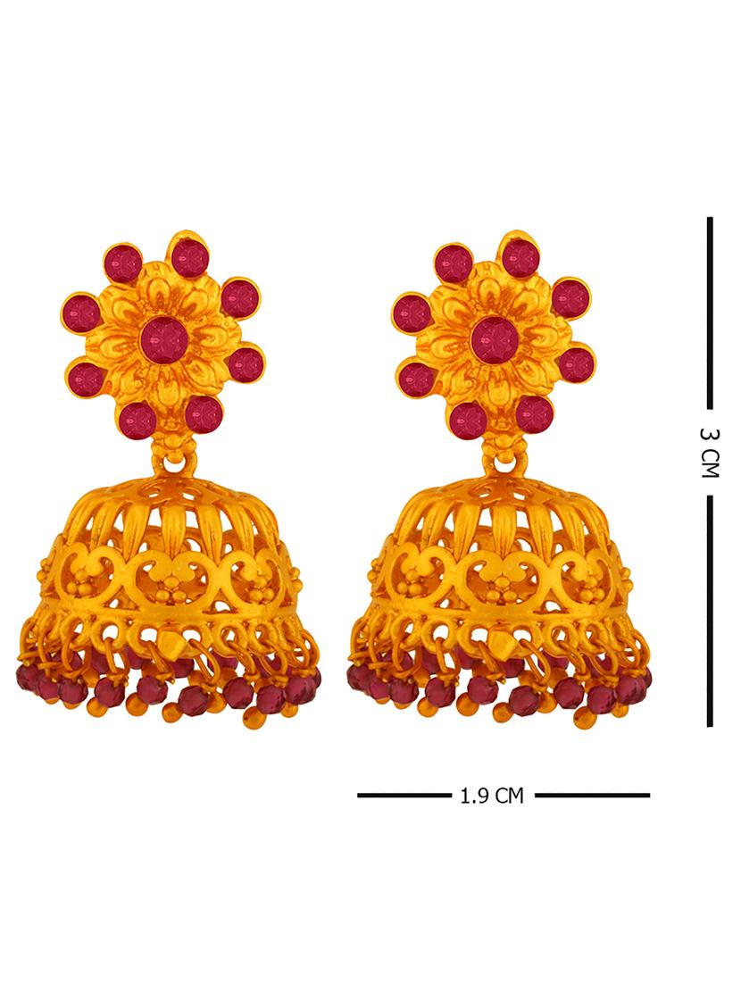 gold brass jhumka earring - 19839891 - Zoom Image - 3