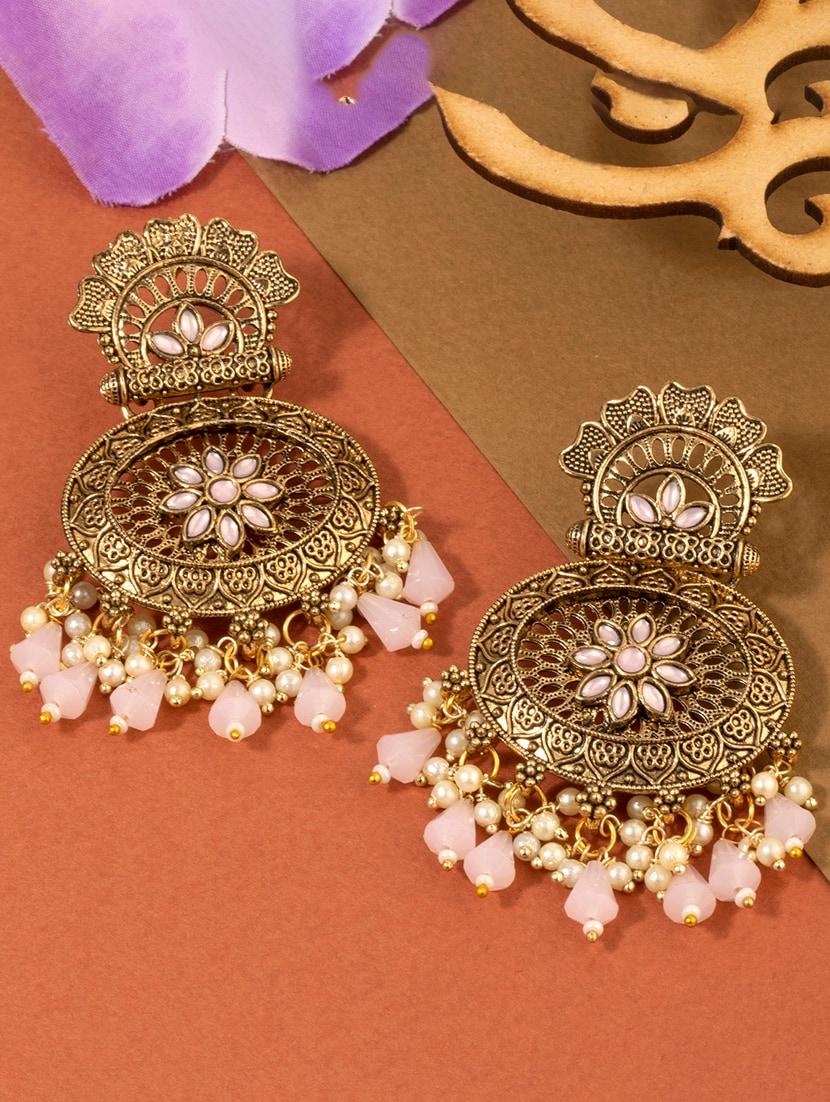 pink alloy chandballi earring - 19839905 -  Standard Image - 0