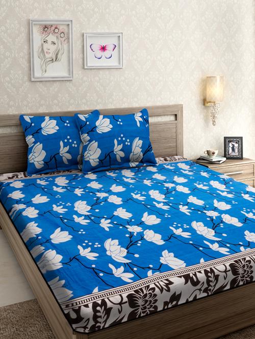 floral printed double bedsheet with 2 pillow covers - 19850233 - Very Small Image - 1