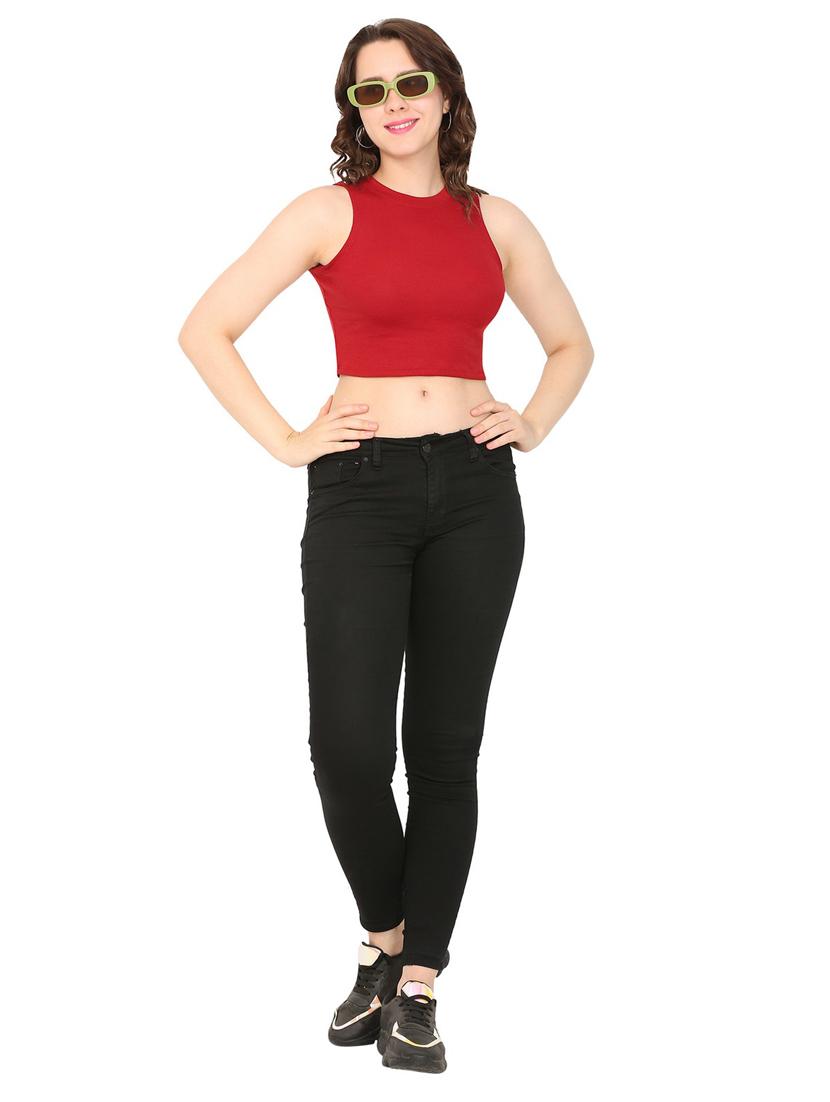 women's crop round neck top - 19863900 - Standard Image - 2