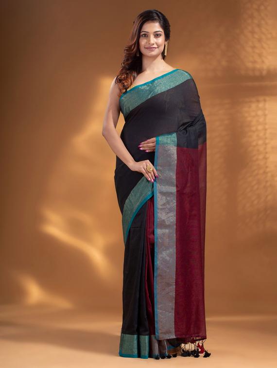 self design woven saree with blouse