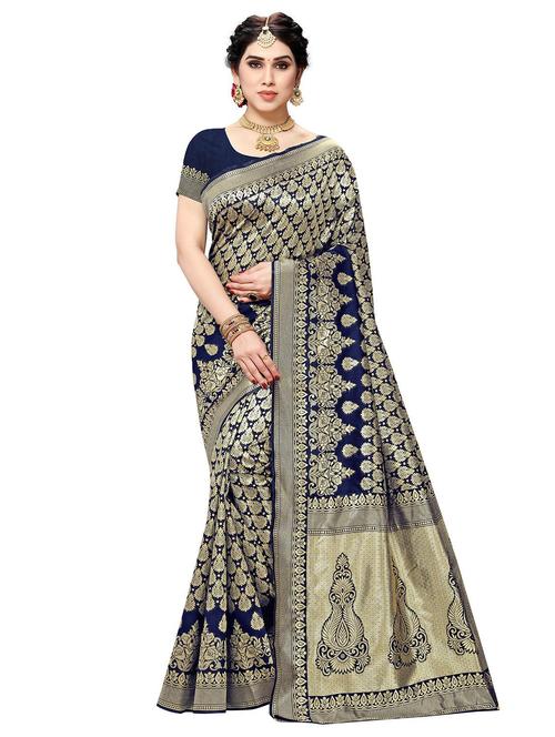 women's banarasi saree with blouse - 19870408 - Very Small Image - 1