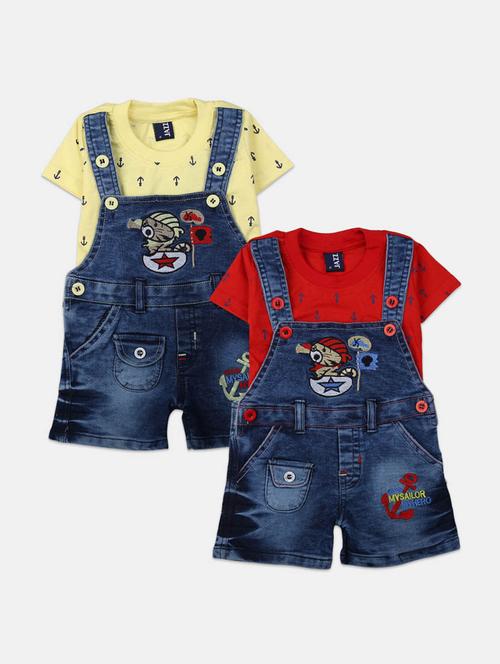 boys printed t-shirt with dungree combo set - 19872729 - Very Small Image - 1