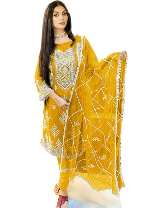 self design semi-stitched straight pant suits - 19876431 - Very Small Image - 1