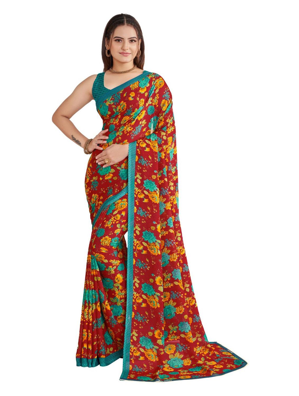 women's floral multi colored saree with blouse - 19882532 - Zoom Image - 0