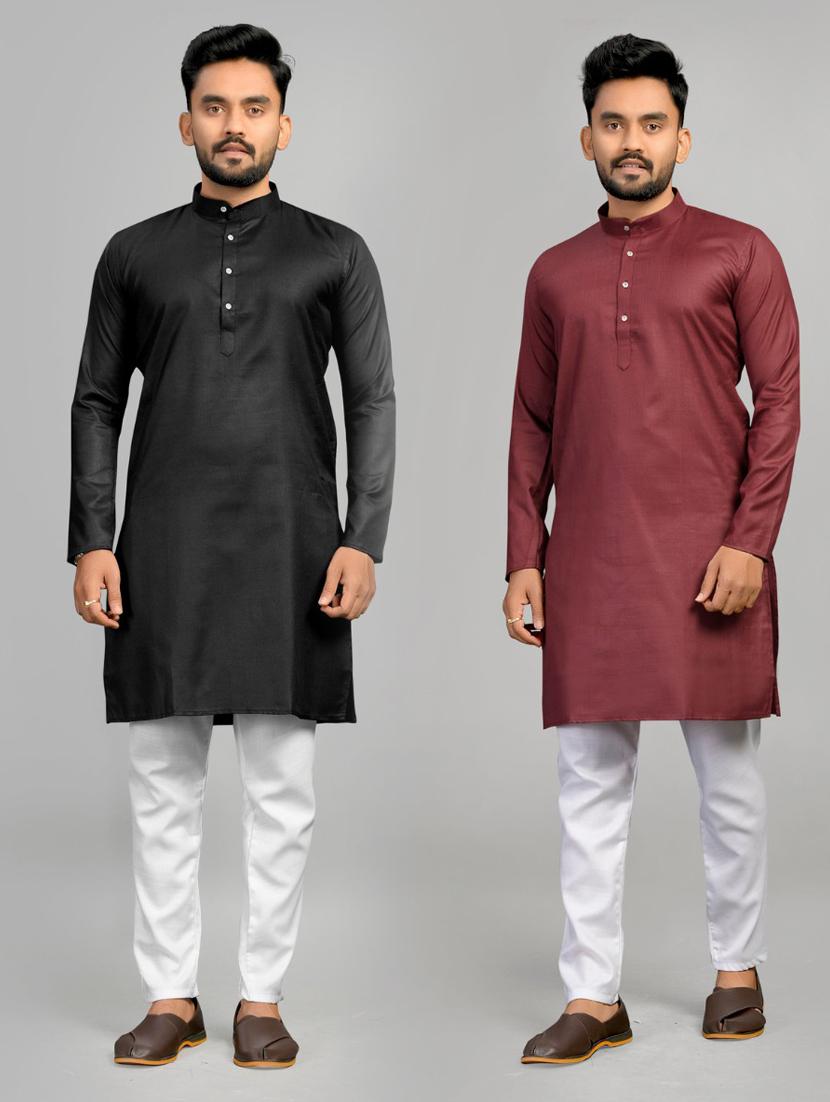 pack of 2 multi colored solid kurtas - 19895894 -  Zoom Image - 0