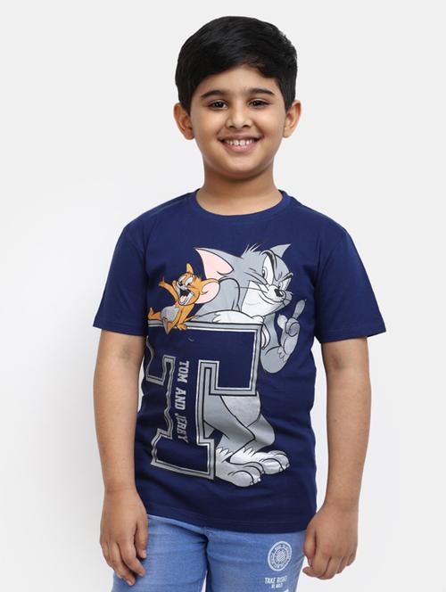 blue printed half sleeves t-shirt - 19908567 - Very Small Image - 1