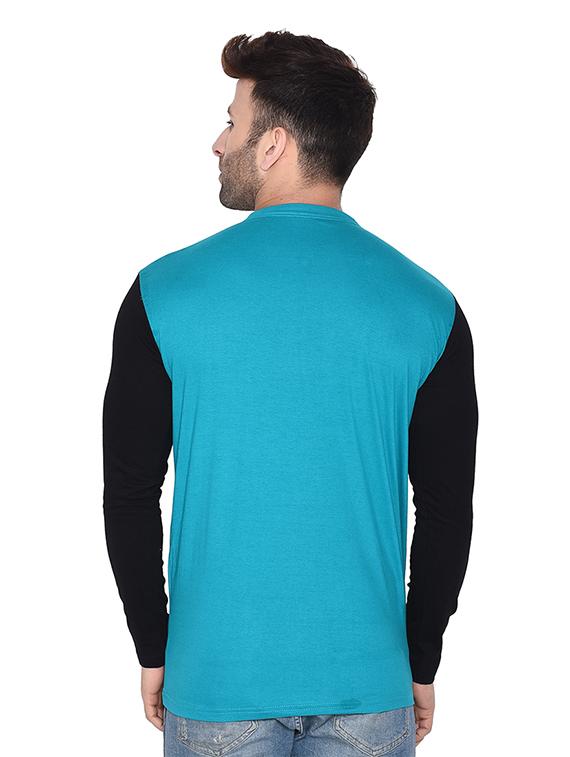 mandarin neck color block regular t-shirt - 19915585 - Standard Image - 2