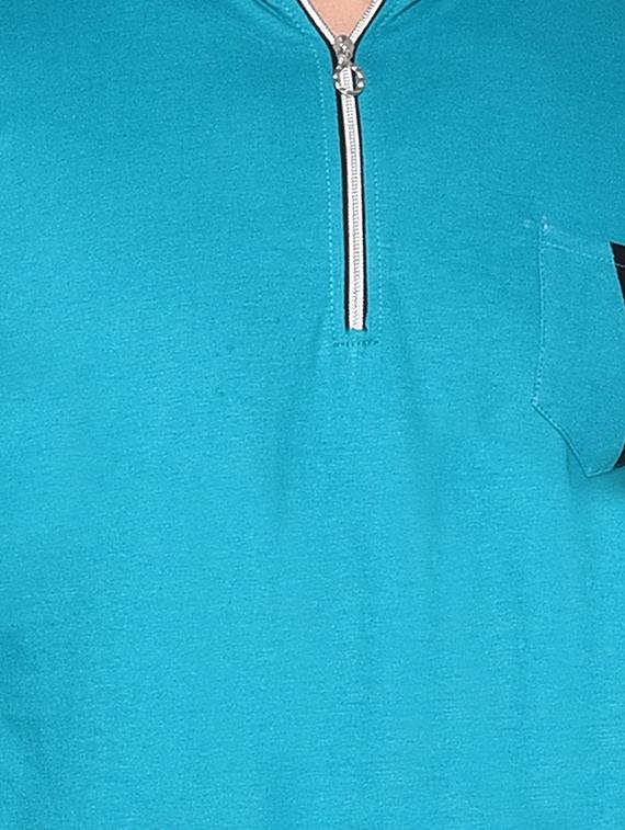 mandarin neck color block regular t-shirt - 19915585 - Standard Image - 4