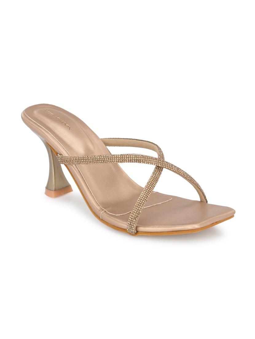 gold solid kitten heel sandal - 19920003 - Standard Image - 2