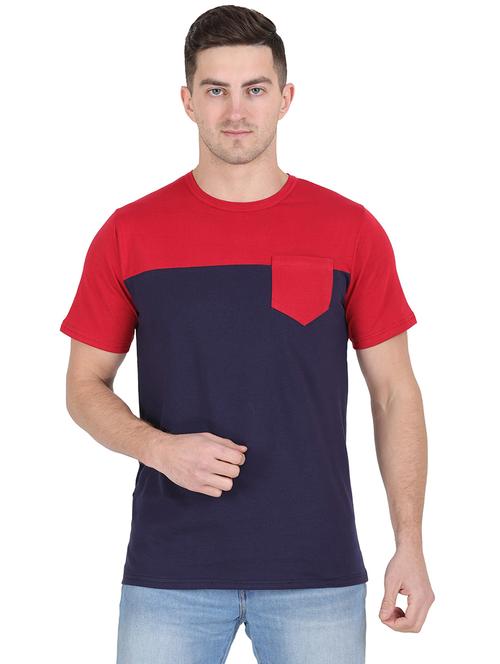 men round neck color block t-shirt - 19938419 - Standard Image - 0