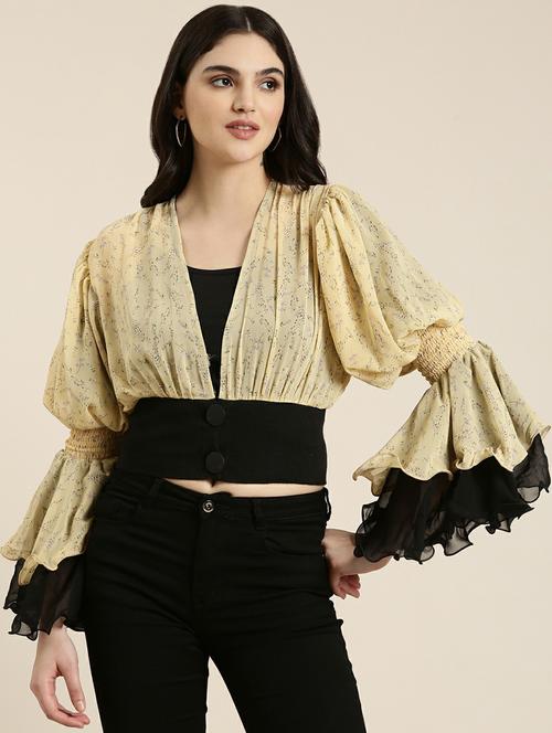 women's blouson v neck top - 19948686 - Very Small Image - 1