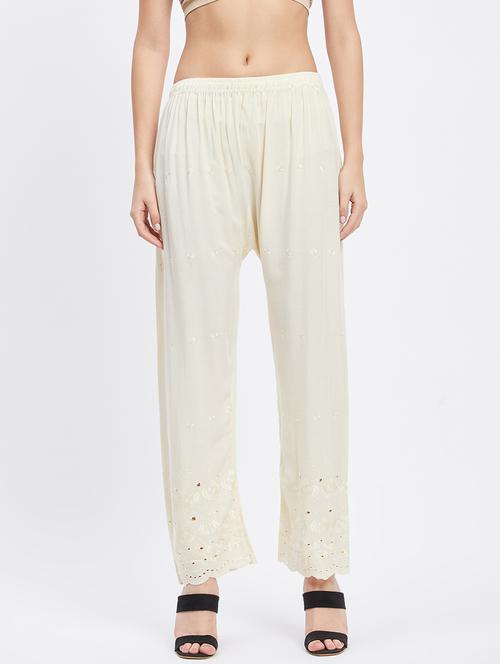 off-white embroidered straight palazzo - 19955295 - Very Small Image - 1