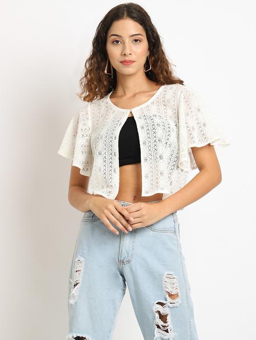 white self design short shrug - 19960080 - Very Small Image - 1