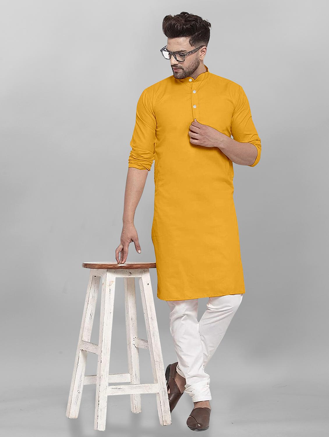 men mandarin neck solid kurta pyjama set - 19960620 - Zoom Image - 0