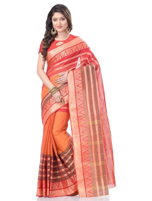 Women's Self Design Orange Colored Saree - 19994748 - Very Small Image - 1