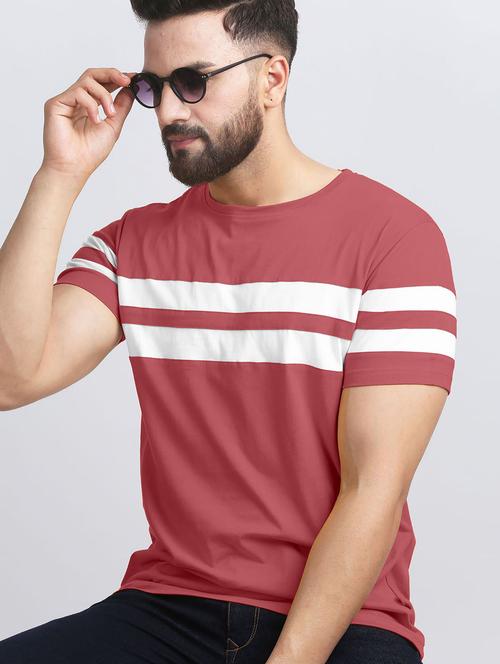 round neck taped t-shirt - 19996182 - Standard Image - 0