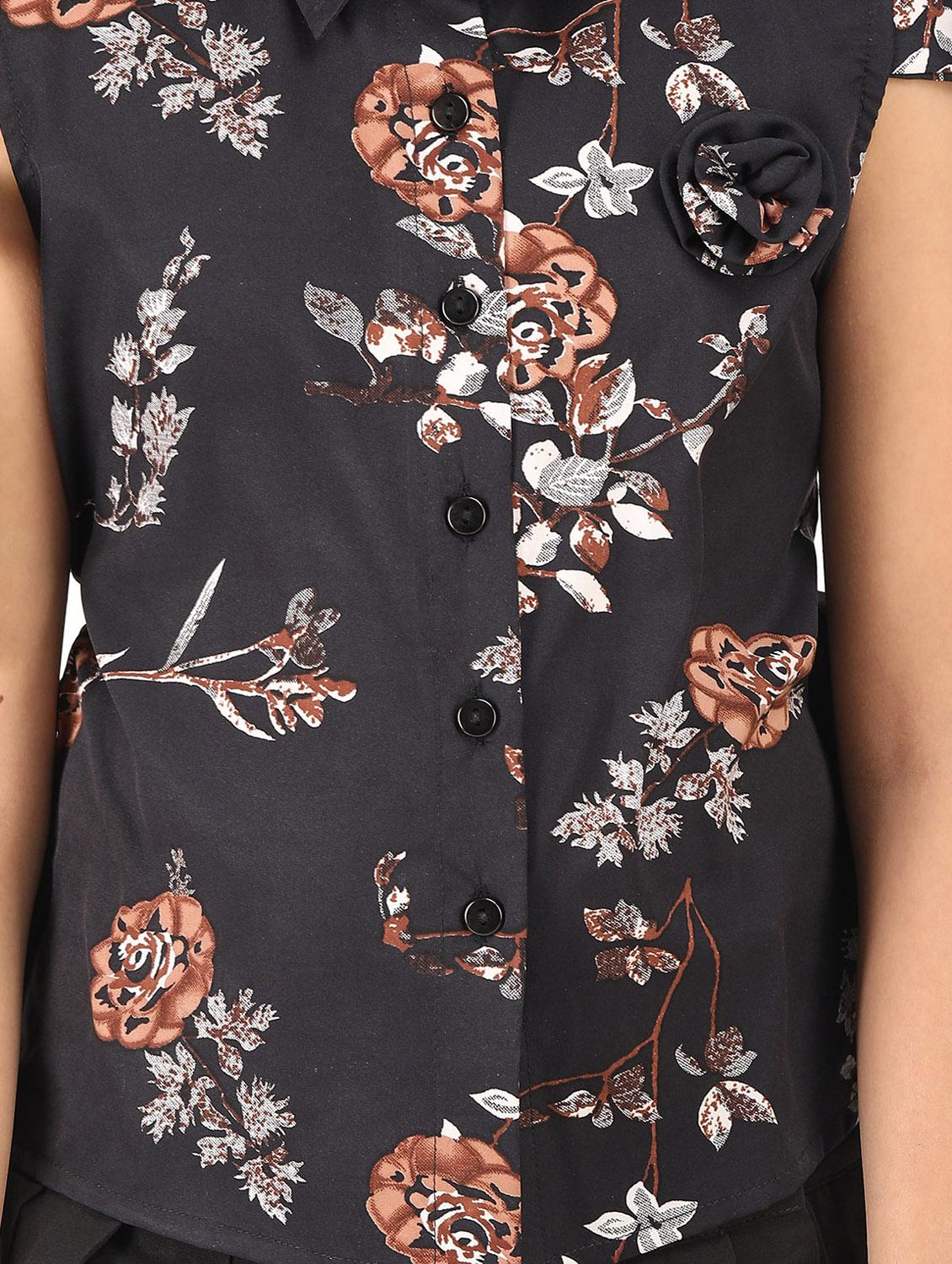 black floral printed skirt top sets - 19996413 - Zoom Image - 5