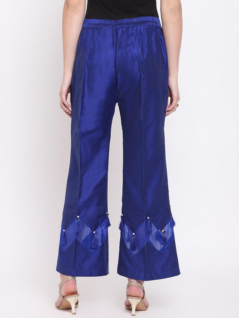 blue silk blend palazzos - 20007656 - Standard Image - 2