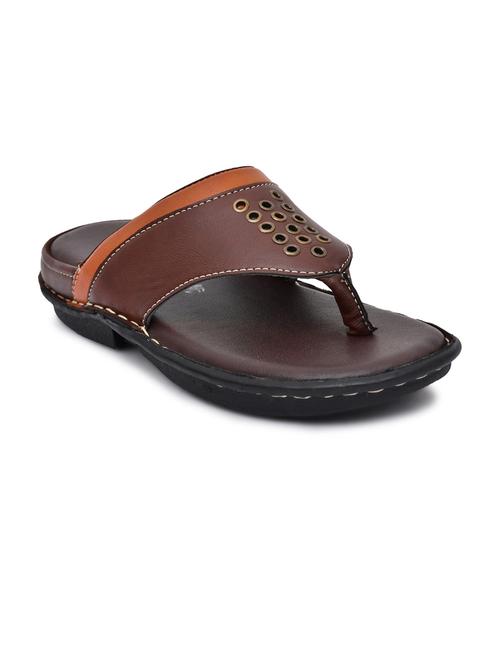 brown pu toe separator slippers - 20008700 - Very Small Image - 1