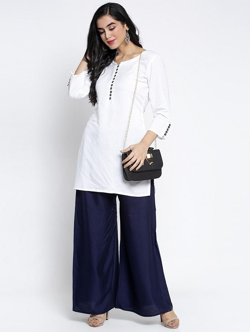 navy blue rayon palazzos - 20011796 - Standard Image - 3