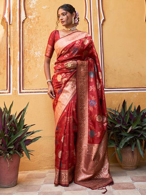 women's banarasi saree with blouse - 20018641 - Very Small Image - 1