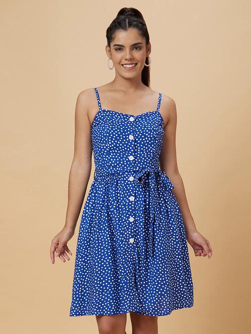 women blue viscose a-line dress - 20019088 - Very Small Image - 1