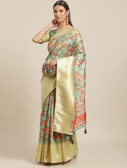 women's banarasi saree with blouse - 20045940 - Very Small Image - 1