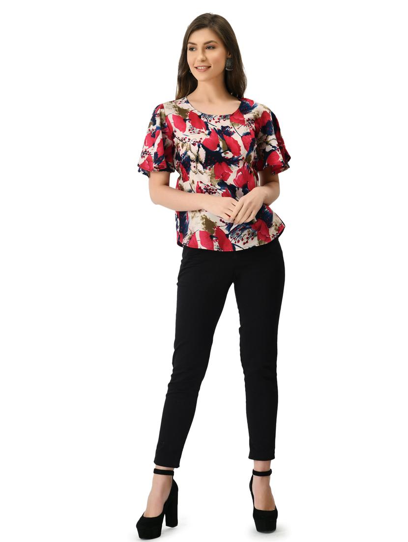 women's straight round neck top - 20056102 - Standard Image - 5