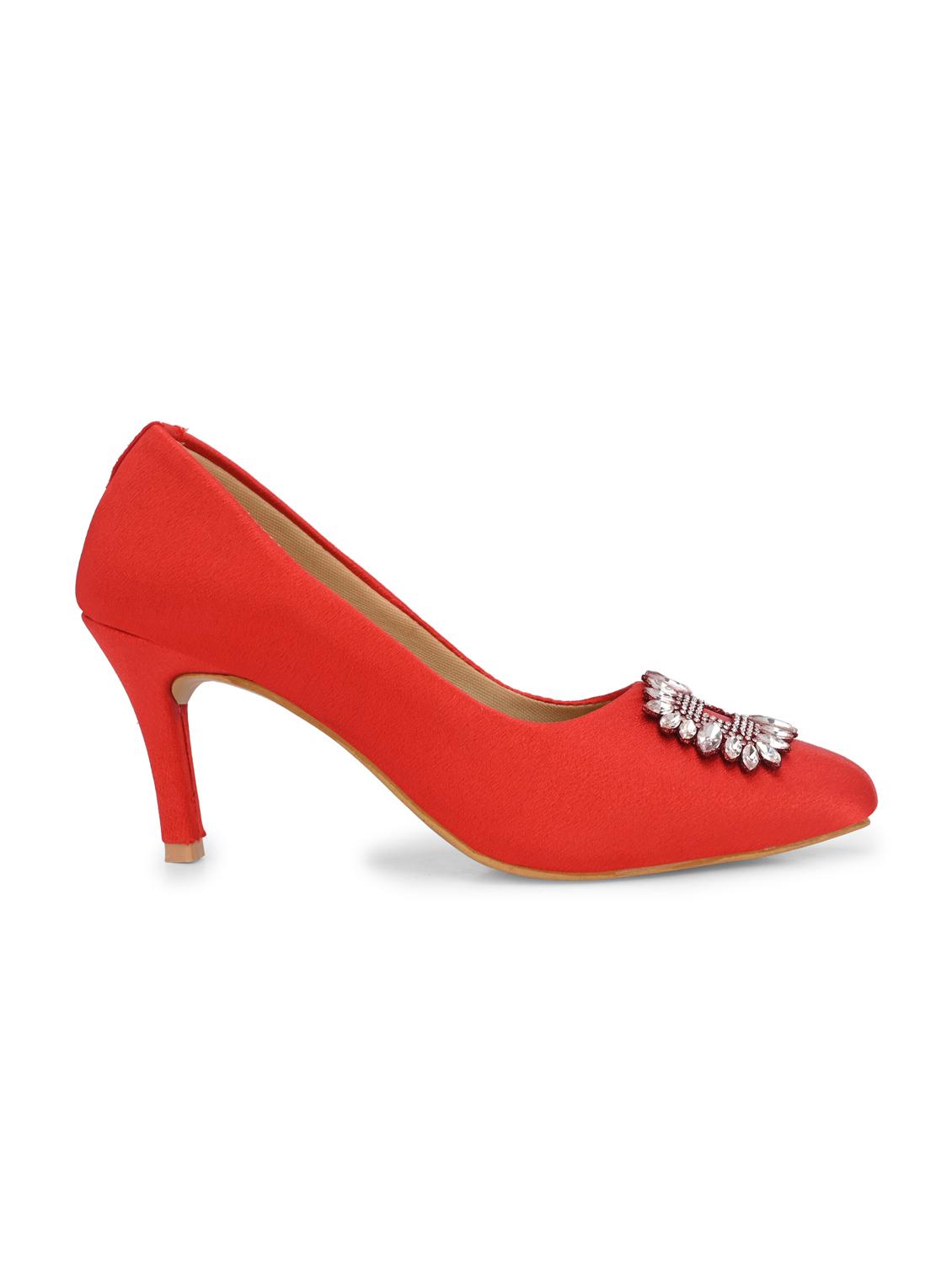 red solid pointed pump - 20059775 - Standard Image - 3