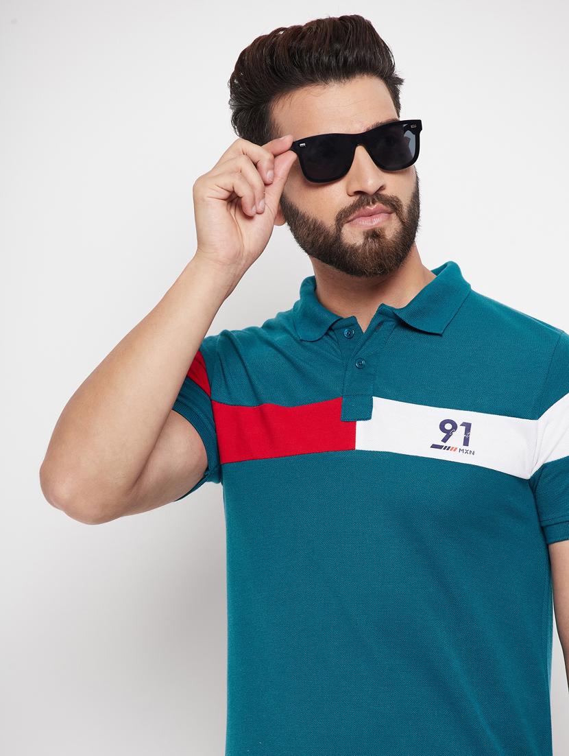 men's color block cotton polo t-shirt - 20059930 - Zoom Image - 3