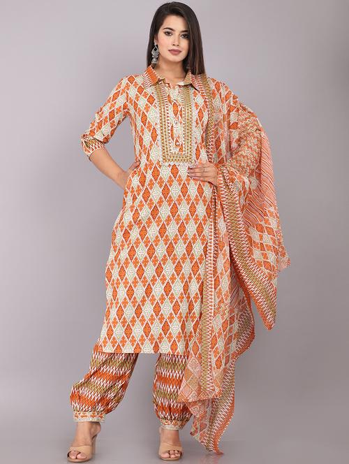 printed kurta salwar set with dupatta - 20061267 - Standard Image - 0