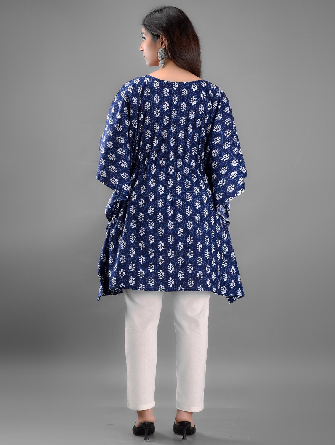 navy blue printed kaftan - 20071232 - Standard Image - 2