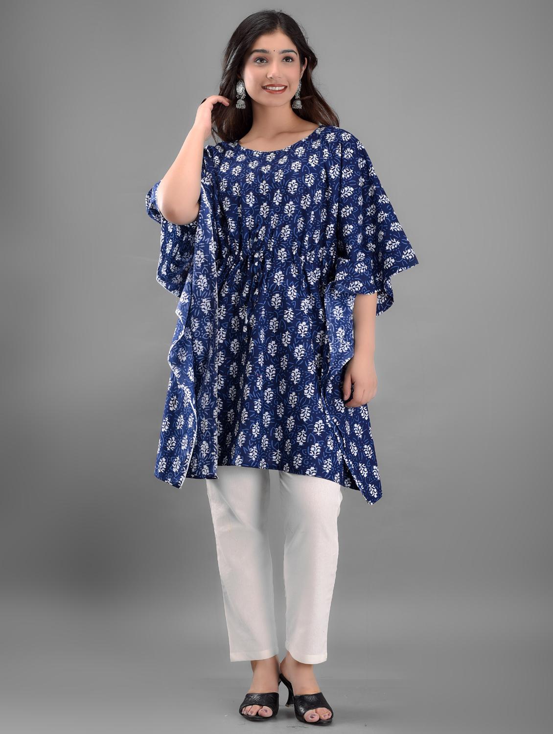 navy blue printed kaftan - 20071232 - Zoom Image - 3