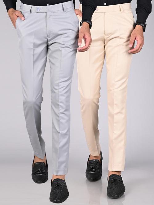 pack of 2 solid formal trousers - 20072519 -  Standard Image - 0