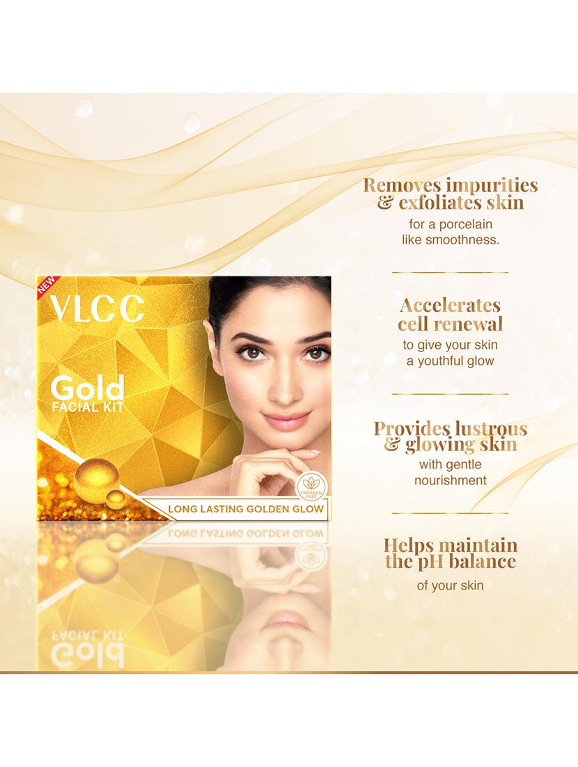 vlcc gold facial kit for luminous & radiant complexion - 60 g -parlour glow - 20085531 - Standard Image - 2