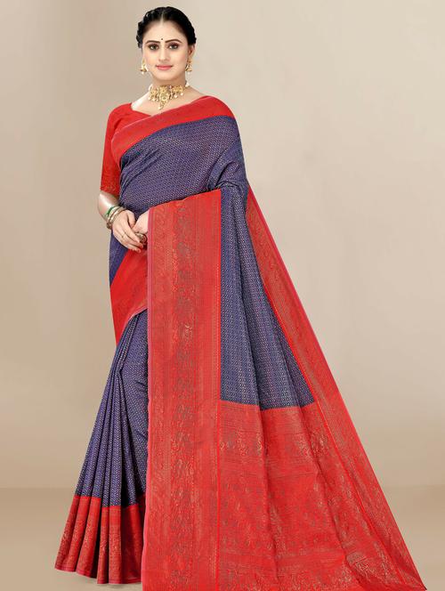 women's banarasi saree with blouse - 20098588 - Very Small Image - 1