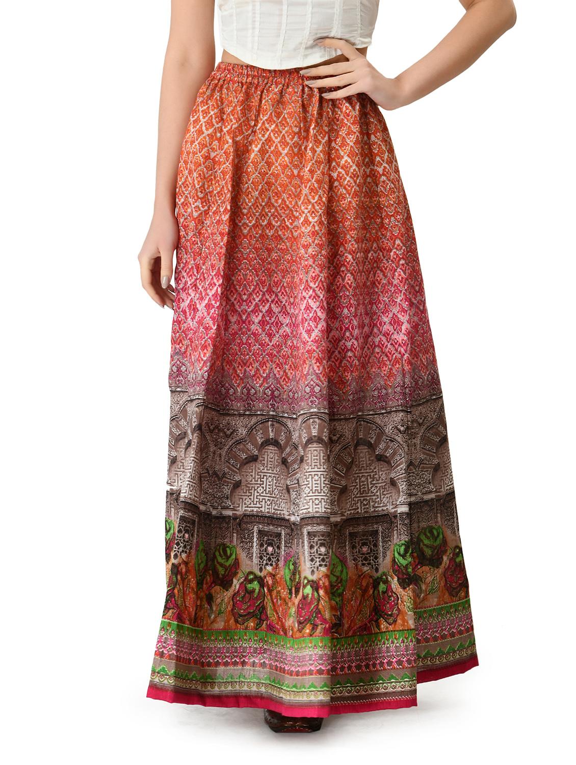 multi colored printed flared long skirt - 20114606 -  Standard Image - 0